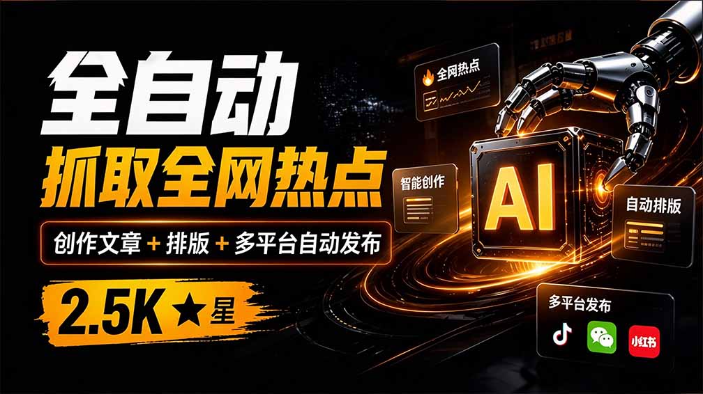 （21194期）全自动抓取全网热点，创作文章并排版，并多平台自动发布！2.5k stars热点写作工具万稿汇AIMedia-翌晨科技网