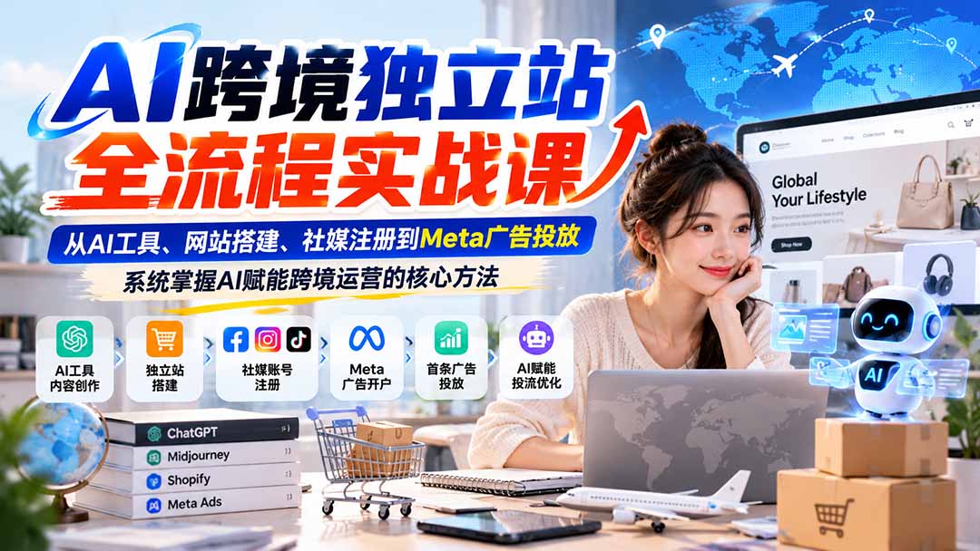 (21056期)AI跨境独立站全流程实战课:从AI工具、网站搭建、社媒注册到Meta广告投放,系统掌握AI赋能跨境运营的核心方法-翌晨科技网