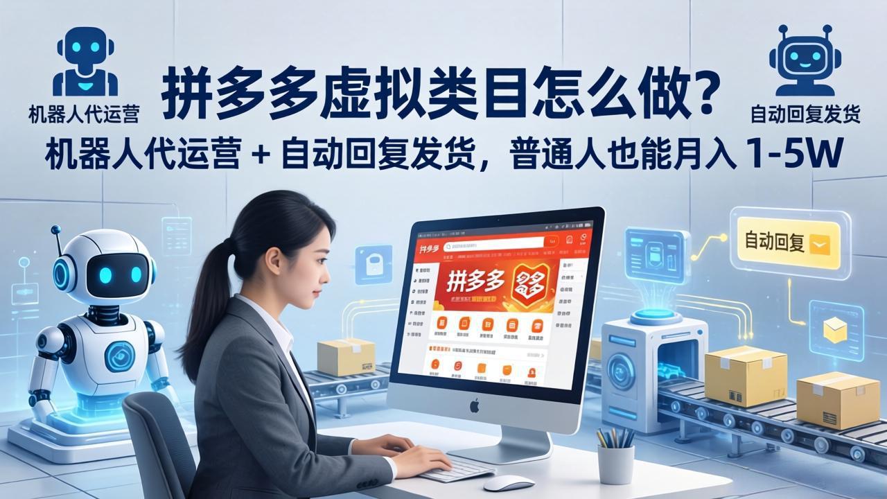 （18111期）拼多多虚拟类目怎么做？机器人代运营 + 自动回复发货，普通人也能月入 1-5W-翌晨科技网