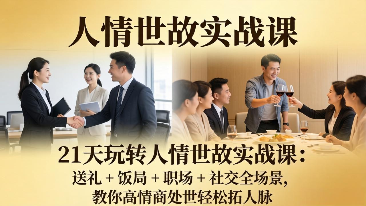 （17968期）21 天玩转人情世故实战课：送礼 + 饭局 + 职场 + 社交全场景，教你高情商处世轻松拓人脉-翌晨科技网