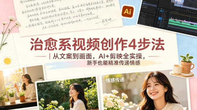 治愈系视频创作4步法｜从文案到画面，AI+剪映全实操，新手也能精准传递情感-翌晨科技网