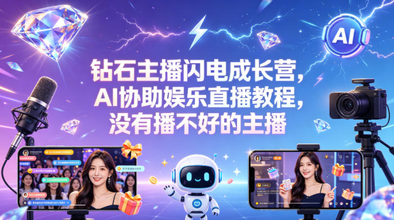 钻石主播闪电成长营，Al协助娱乐直播教程，没有播不好的主播-翌晨科技网