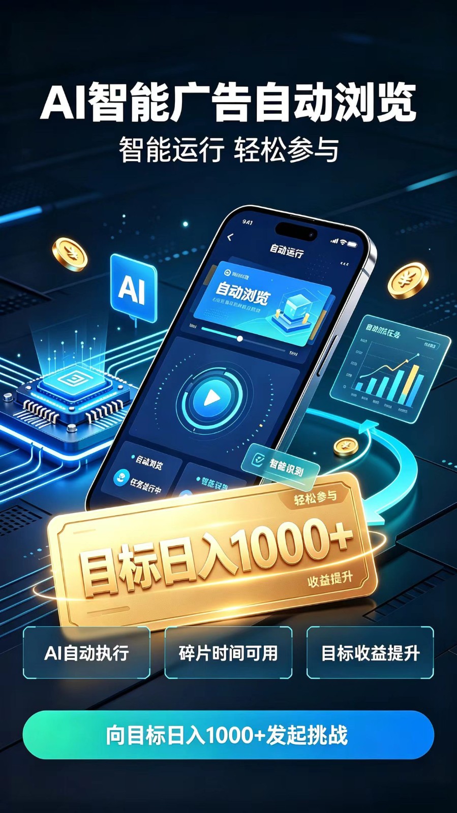 AI智能广告自动浏览项目,轻量操作稳定收益,低门槛自动挂机,闲暇时间轻松赚取收益-翌晨科技网
