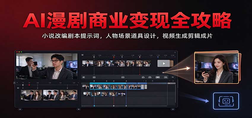 AI漫剧商业变现全攻略：小说改编剧本提示词，人物场景道具设计，视频生成剪辑成片-翌晨科技网