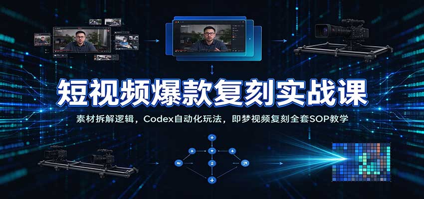 短视频爆款复刻实战课：素材拆解逻辑，Codex自动化玩法，即梦视频复刻全套SOP教学-翌晨科技网