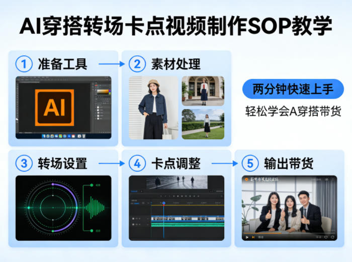 AI穿搭转场卡点视频制作SOP教学，两分钟快速上手，轻松学会AI穿搭带货-翌晨科技网