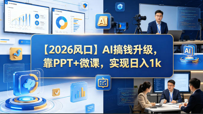 【2026风口】AI搞钱升级，靠PPT+微课，实现日入1k-翌晨科技网