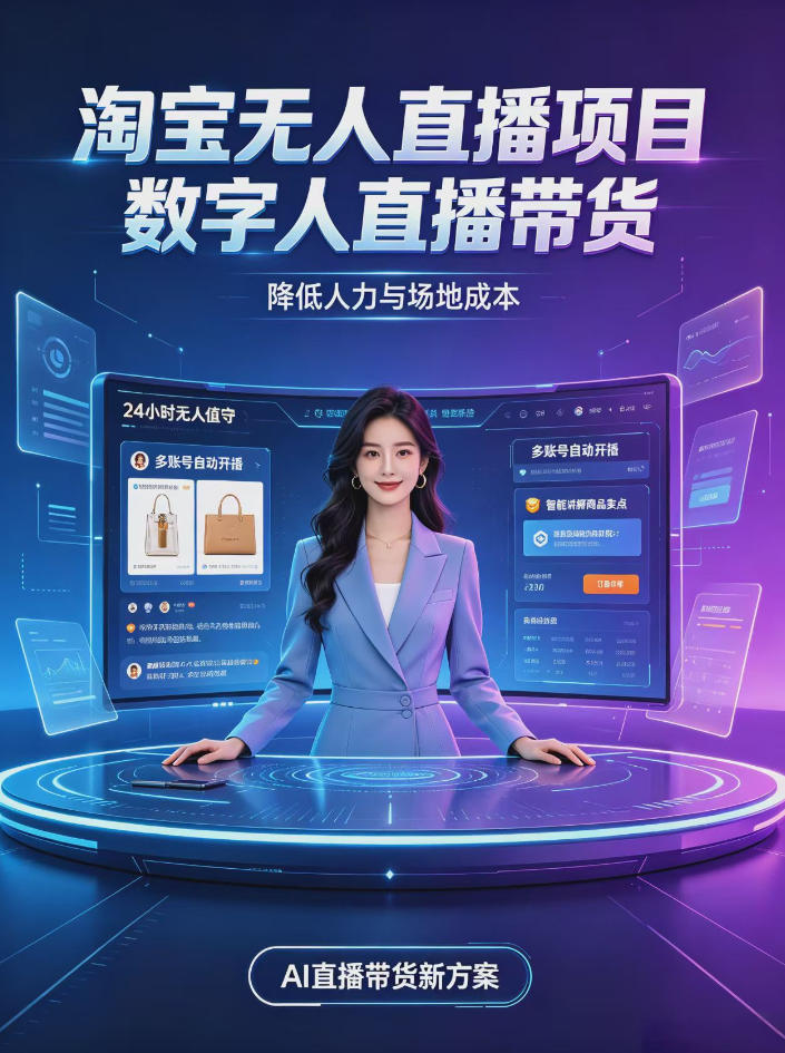 淘宝AI无人直播带货，24小时自动开播低门槛副业，无需真人长时间出镜，持续引流出单【揭秘】-翌晨科技网