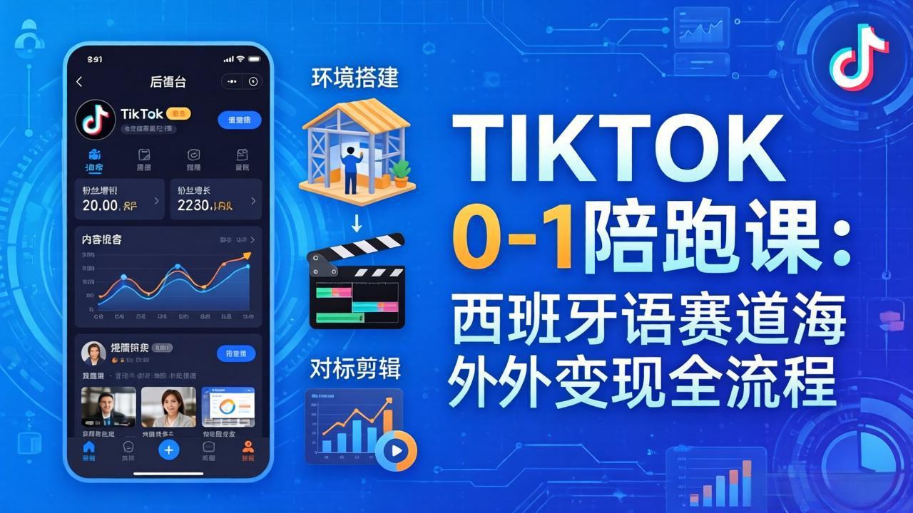 （17908期）TIKTOK 0-1 陪跑课：从环境搭建到刷对标剪辑，西班牙语赛道海外变现全流程-翌晨科技网
