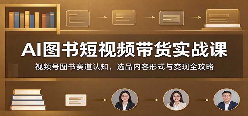 AI图书短视频带货实战课：视频号图书赛道认知，选品内容形式与变现全攻略-翌晨科技网