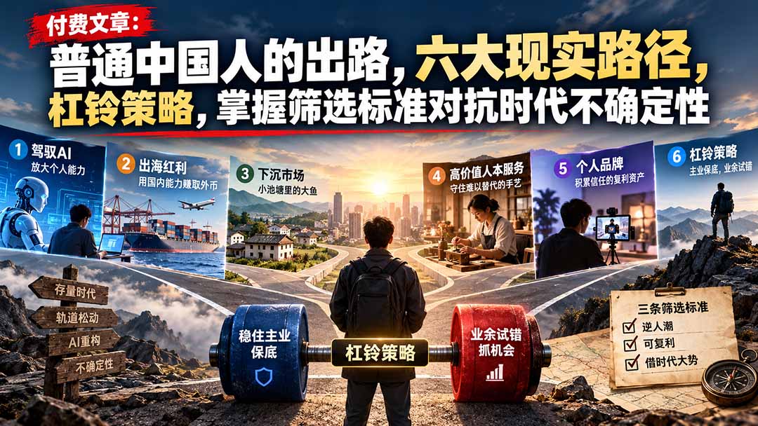 （21058期）付费文章：普通中国人的出路，六大现实路径，杠铃策略，掌握筛选标准对抗时代不确定性-翌晨科技网