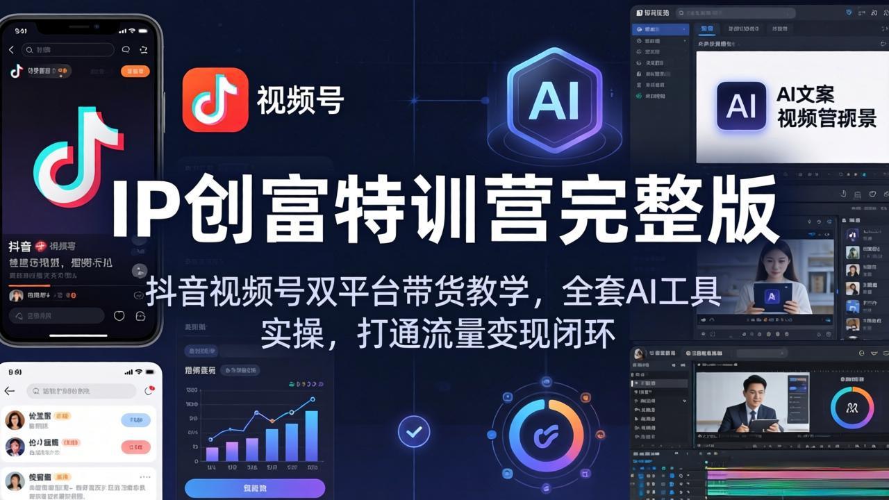 （18114期） IP创富特训营完整版：抖音视频号双平台带货教学，全套AI工具实操，打通流量变现闭环-翌晨科技网
