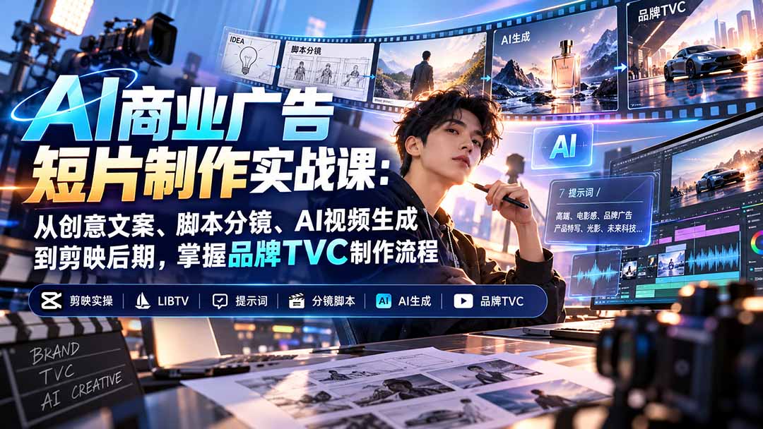 （20863期）AI商业广告短片制作实战课：从创意文案、脚本分镜、AI视频生成到剪映后期，掌握品牌TVC制作流程-翌晨科技网