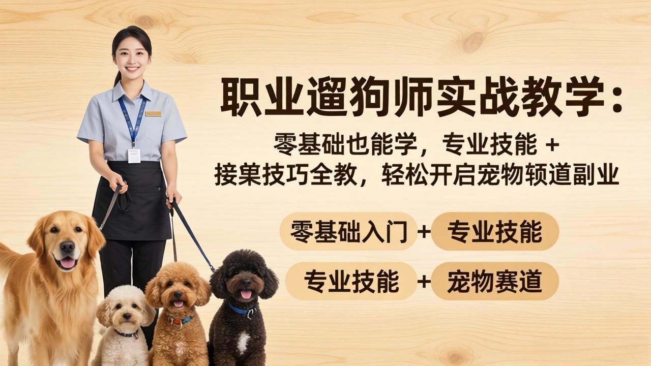 （18115期）职业遛狗师实战教学：零基础也能学，专业技能 + 接单技巧全教，轻松开启宠物赛道副业-翌晨科技网