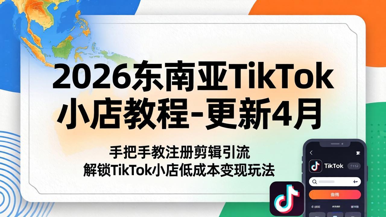 （18180期）2026东南亚TikTok小店教程-更新4月，手把手教注册剪辑引流，解锁TikTok小店低成本变现玩法-翌晨科技网