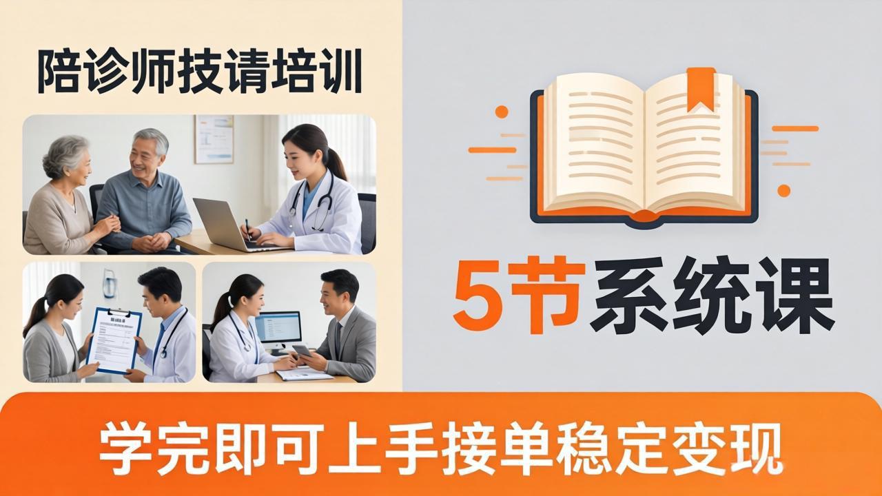 （18116期）想做陪诊师不知从何下手？5节系统课教你掌握核心技能，学完即可上手接单稳定变现-翌晨科技网
