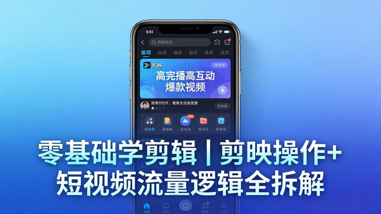 （18117期） 【零基础学剪辑】剪映操作+短视频流量逻辑全拆解｜手把手教你剪出高完播高互动爆款视频-翌晨科技网