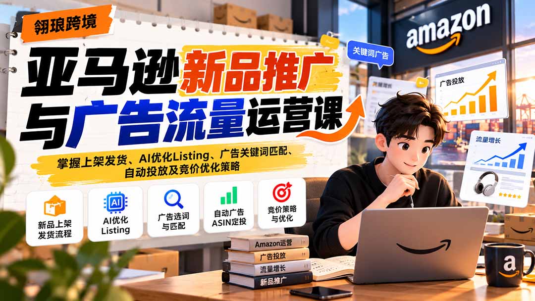 （21036期）亚马逊新品推广与广告流量运营课：掌握上架发货、AI优化Listing、广告关键词匹配、自动投放及竞价优化策略-翌晨科技网