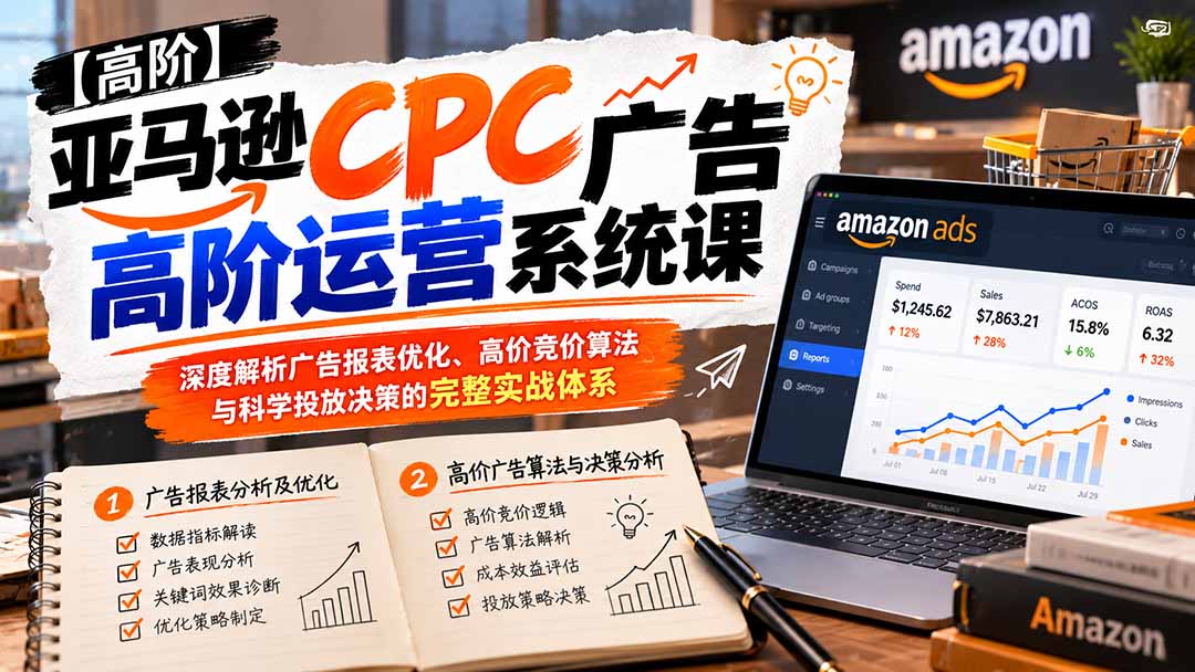 （20950期）亚马逊CPC广告高阶运营系统课：深度解析广告报表优化、高价竞价算法与科学投放决策的完整实战体系-翌晨科技网