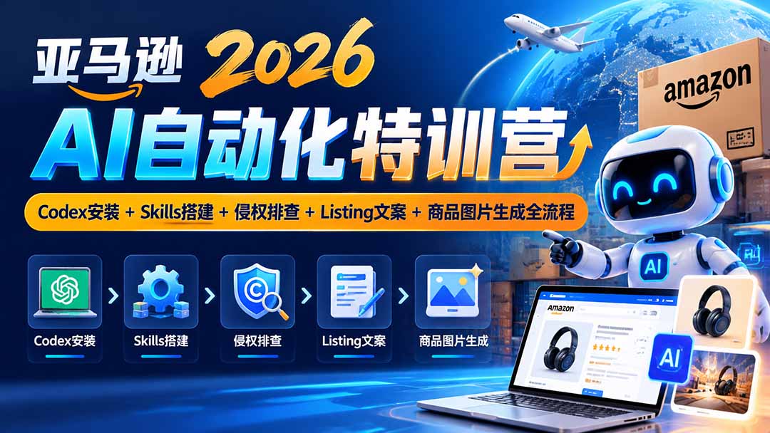 （20746期）亚马逊2026AI自动化-10月特训营：Codex安装+Skills搭建+侵权排查+Listing文案+商品图片生成全流程-翌晨科技网