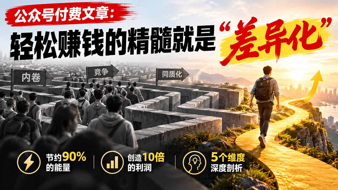 （20779期）公众号付费文章：轻松赚钱的精髓就是“差异化”-翌晨科技网