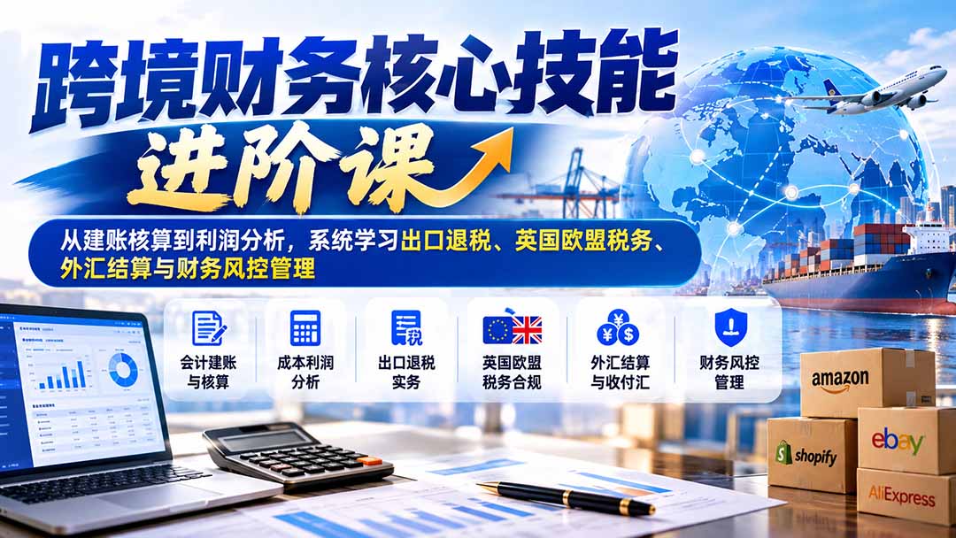 （21075期）跨境财务核心技能进阶课：从建账核算到利润分析，系统学习出口退税、英国欧盟税务、外汇结算与财务风控管理-翌晨科技网