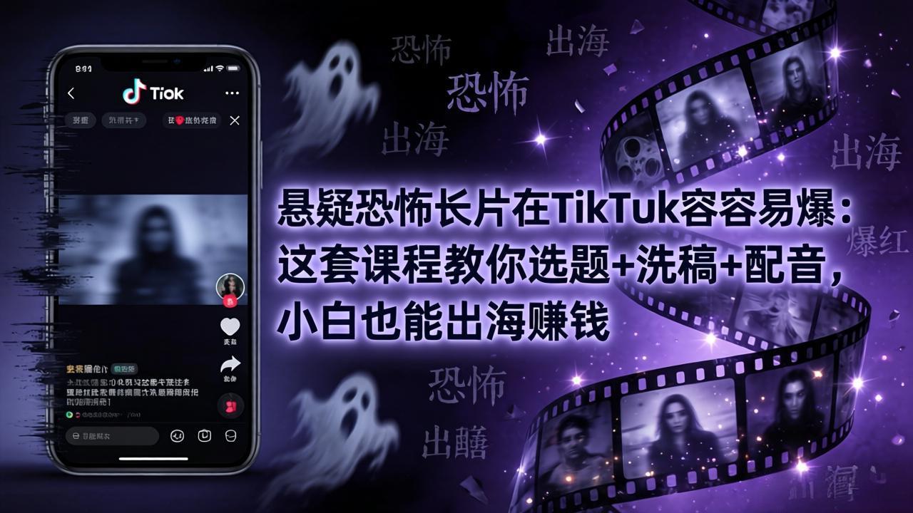 （18220期）悬疑恐怖长片在TikTok最容易爆：这套课程教你选题+洗稿+配音，小白也能出海赚钱-翌晨科技网