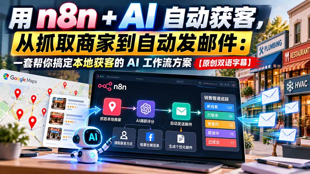 （21076期）用 n8n + AI 自动获客，从抓取商家到自动发邮件：一套帮你搞定本地获客的 AI 工作流方案【原创双语字幕】-翌晨科技网