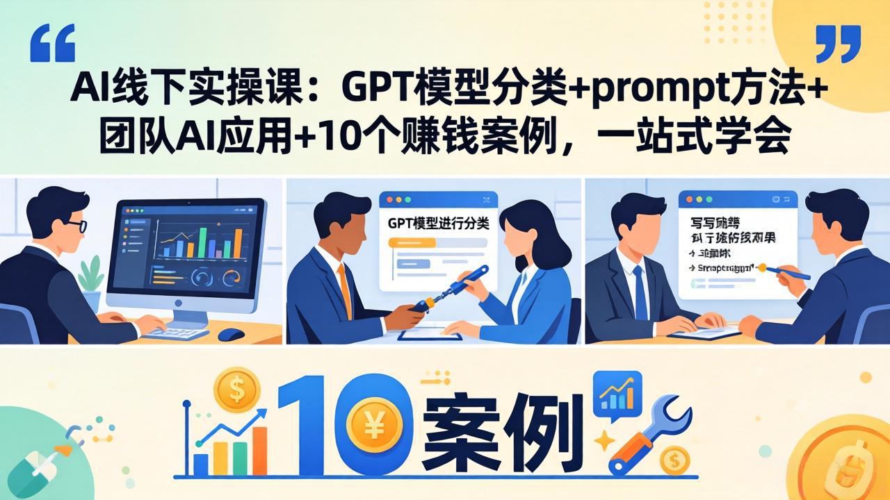 （18017期）AI线下实操课：GPT模型分类+prompt方法+团队AI应用+10个赚钱案例，一站式学会-翌晨科技网