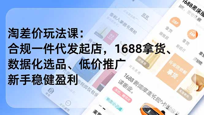 （17974期）淘差价玩法课：合规一件代发起店，1688拿货、数据化选品、低价推广，新手稳健盈利(更新4月)-翌晨科技网