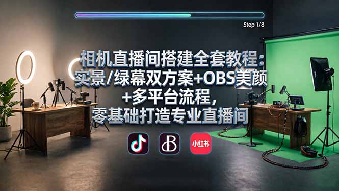 （18040期）相机直播间搭建全套教程：实景/绿幕双方案+OBS美颜+多平台流程，零基础打造专业直播间-翌晨科技网