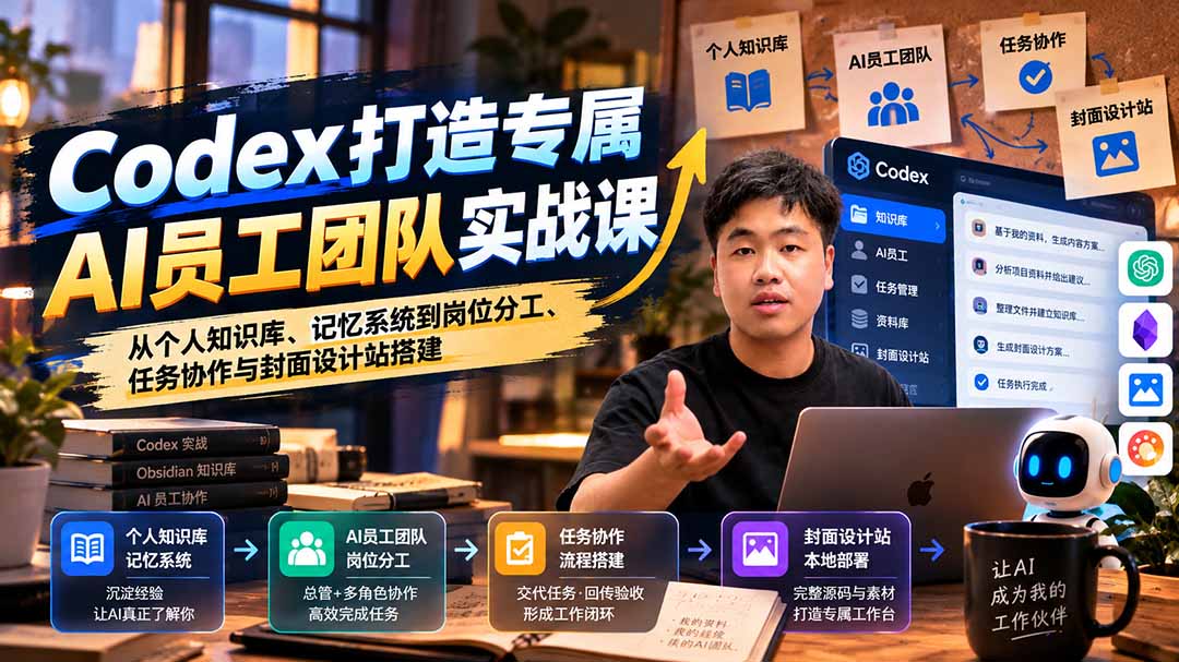 （20916期）【无水印】Codex打造专属AI员工团队实战课：从个人知识库、记忆系统到岗位分工、任务协作与封面设计站搭建-翌晨科技网