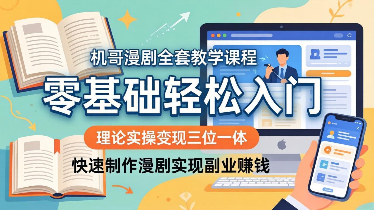 （18168期）机哥漫剧全套教学课程，理论实操变现三位一体，零基础轻松入门，快速制作漫剧实现副业赚钱-翌晨科技网