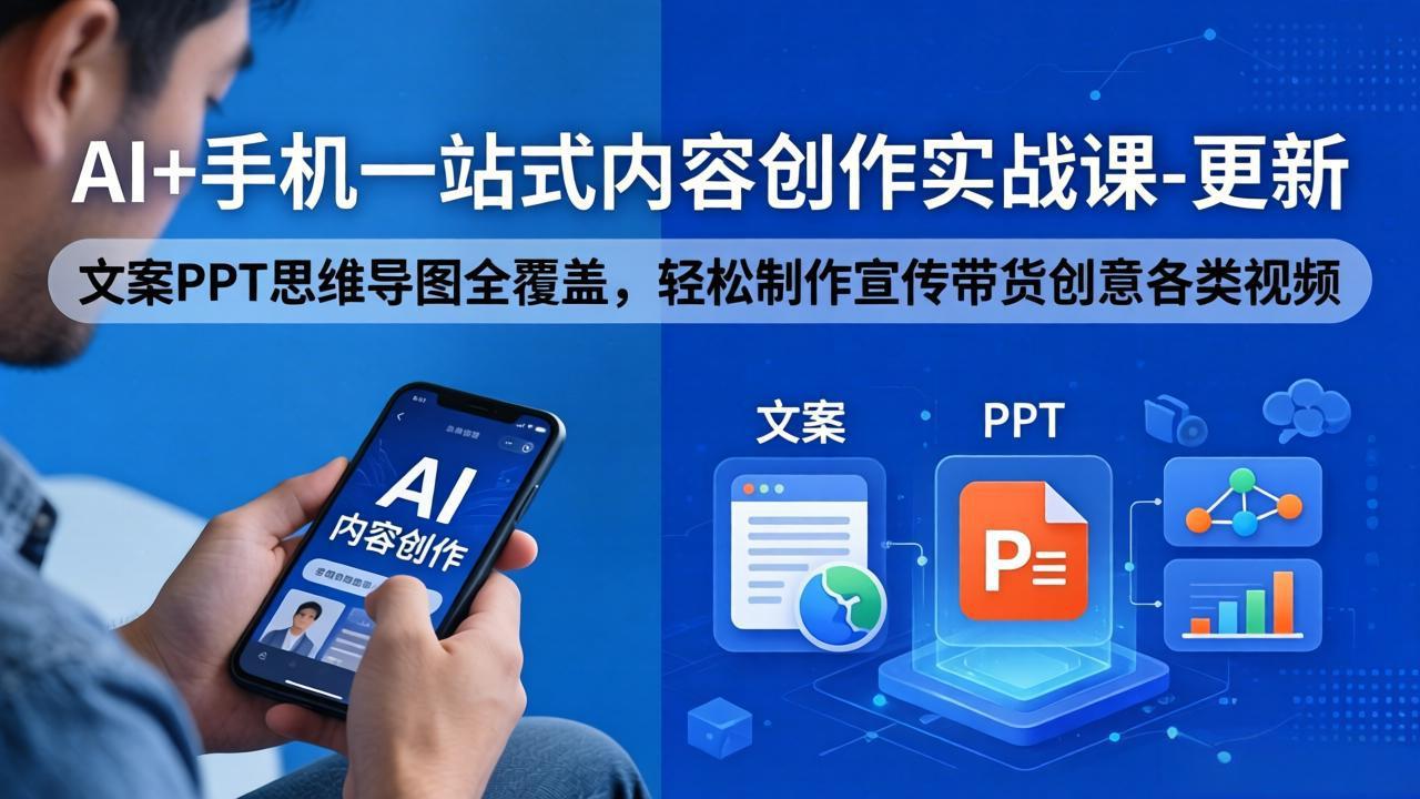 （18204期）AI+手机一站式内容创作实战课-更新，文案PPT思维导图全覆盖，轻松制作宣传带货创意各类视频-翌晨科技网