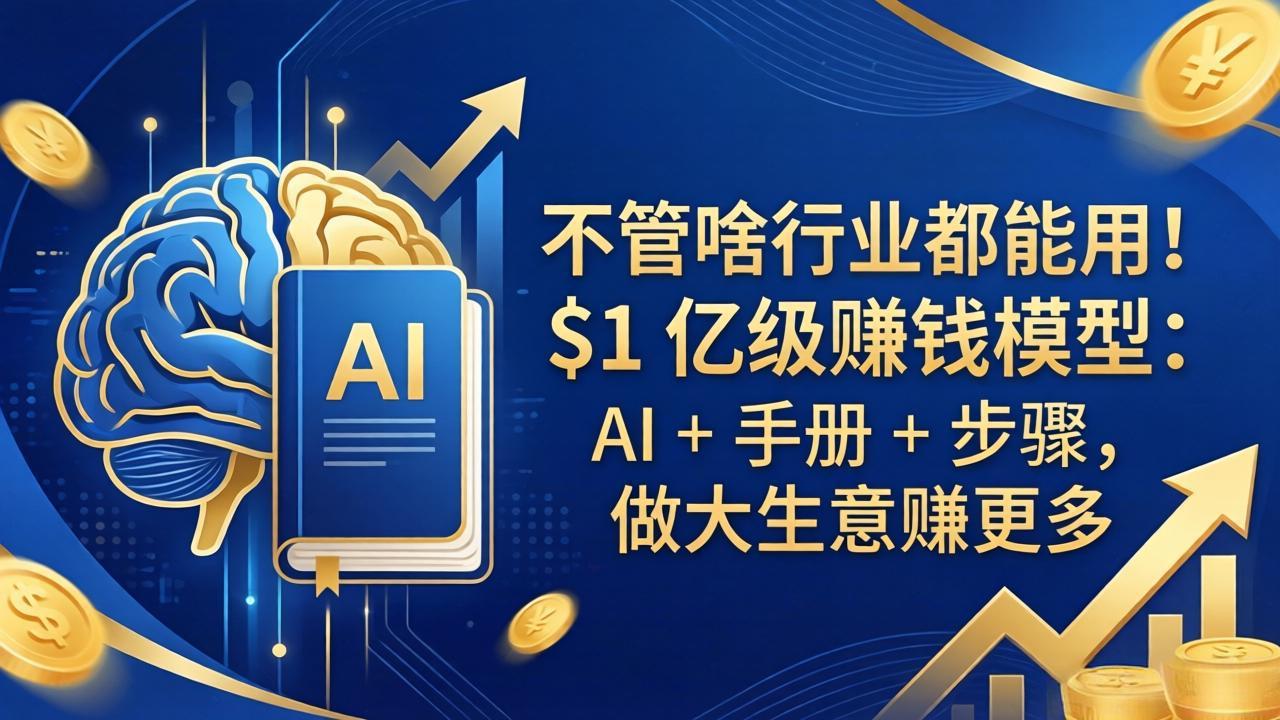 （18055期）不管啥行业都能用！$1 亿级赚钱模型：AI + 手册 + 步骤，做大生意赚更多-翌晨科技网