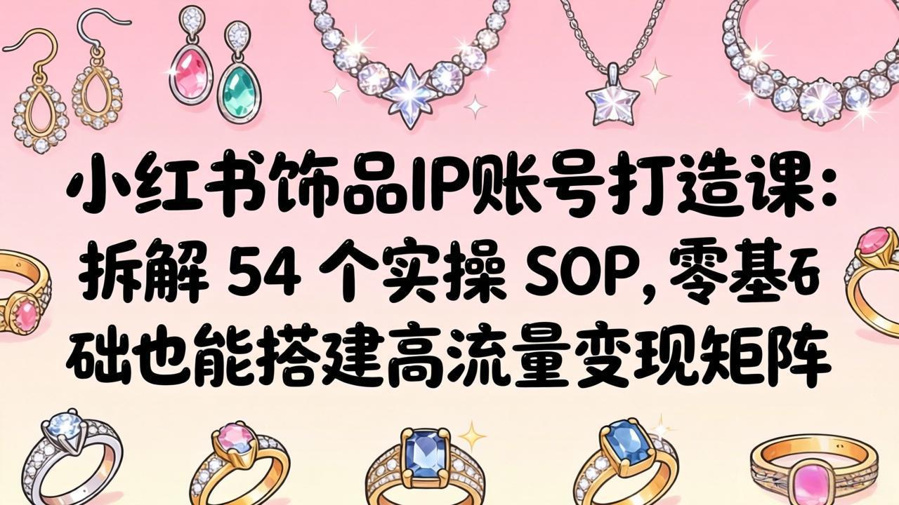 （18101期）小红书饰品IP账号打造课：拆解 54 个实操 SOP，零基础也能搭建高流量变现矩阵-翌晨科技网