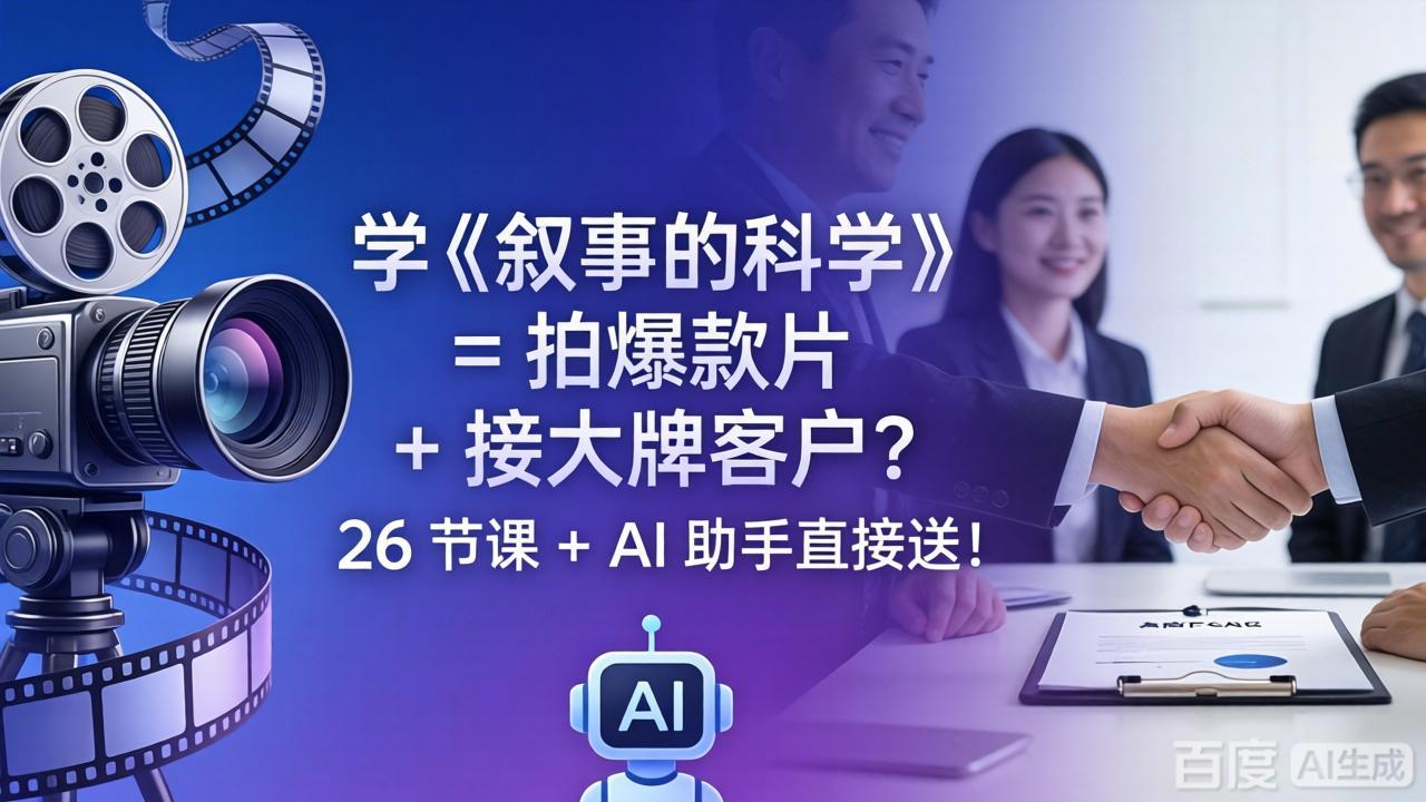 （18302期）学《叙事的科学》= 拍爆款片 + 接大牌客户？26 节课 + AI 助手直接送！-翌晨科技网