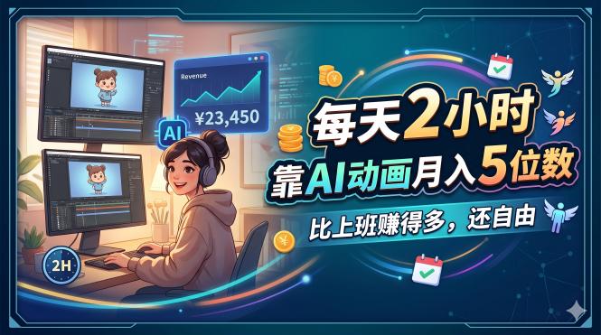 （18051期）每天 2 小时，靠 AI 动画月入 5 位数，比上班赚得多，还自由-翌晨科技网