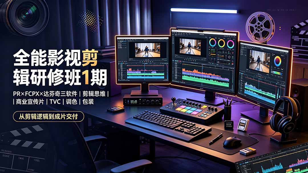 （19451期）全能影视剪辑研修班1期-无水印：PR×FCPX×达芬奇三软件×剪辑思维×商业宣传片×TVC×调色×包装，全链路系统课-翌晨科技网