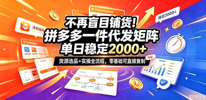 （20955期）不再盲目铺货！拼多多一件代发矩阵落地攻略，提供优质货源店铺运营全流程，零基础可直接复制-翌晨科技网