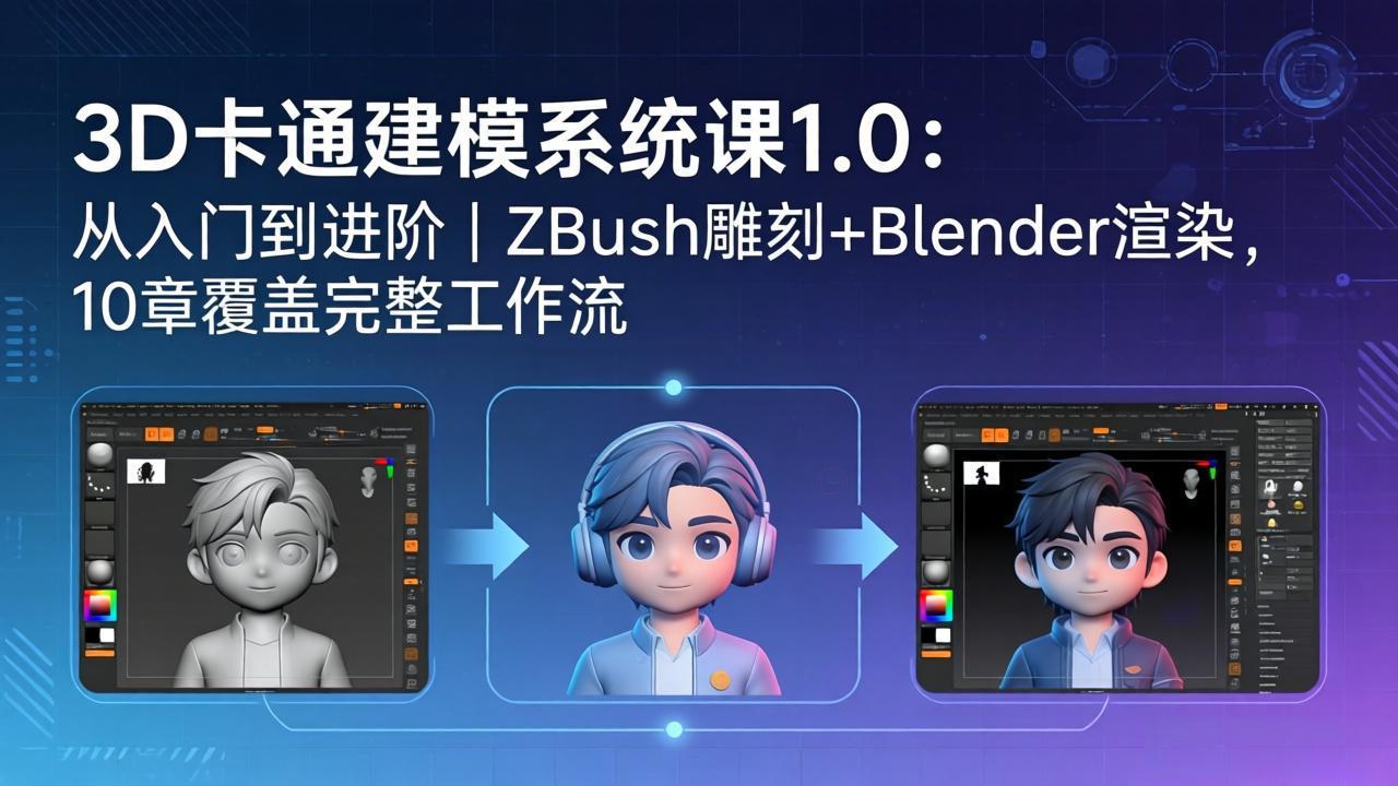 （18035期）3D卡通建模系统课1.0：从入门到进阶｜ZBrush雕刻+Blender渲染，10章覆盖完整工作流-翌晨科技网