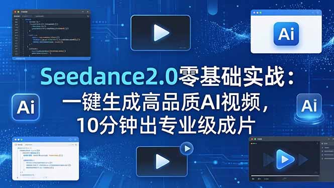(18323期)Seedance2.0零基础实战:一键生成高品质AI视频,10分钟出专业级成片-翌晨科技网