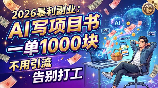 （18087期）2026暴利副业：AI 写项目书，一单 1000 块，不用引流，告别打工-翌晨科技网