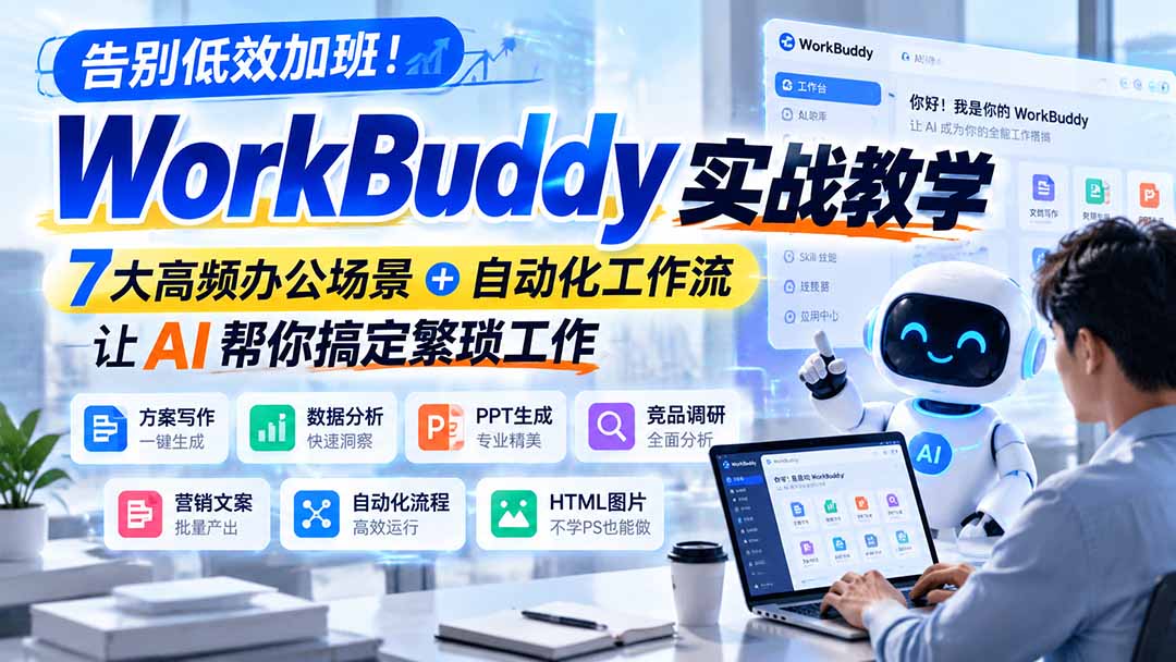 （21115期）告别低效加班！WorkBuddy实战教学，7大高频办公场景＋自动化工作流，让AI帮你搞定繁琐工作-翌晨科技网