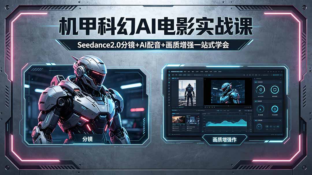 （18298期）机甲科幻 AI 电影实战课，Seedance2.0 分镜 + AI 配音 + 画质增强一站式学会-翌晨科技网