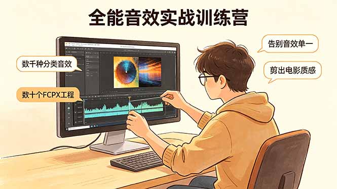 （18287期）全能音效实战训练营：数千种分类音效+数十个FCPX工程，告别音效单一，剪出电影质感-翌晨科技网