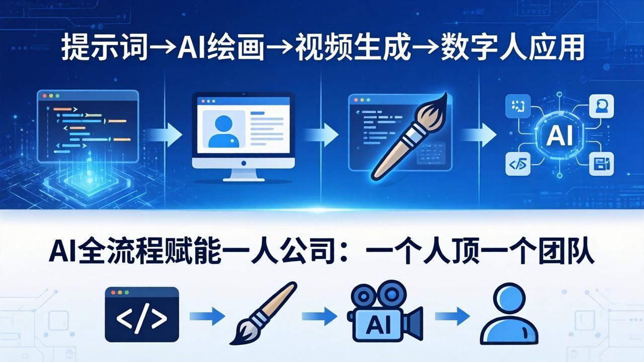 （18265期）AI全流程赋能一人公司：提示词、绘画、视频、数字人、编程，一个人顶一个团队-翌晨科技网