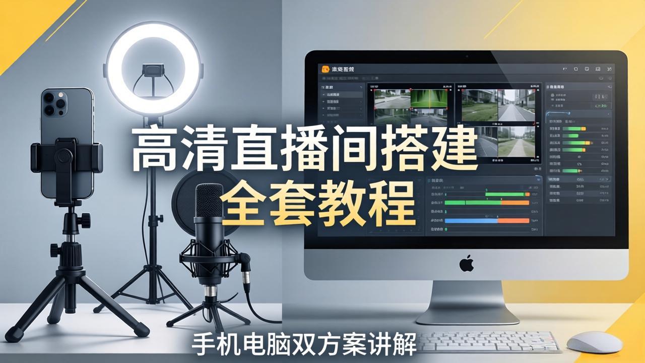 （18104期）高清直播间搭建全套教程，手机电脑双方案讲解，设备选型调试多机位实操教学-翌晨科技网