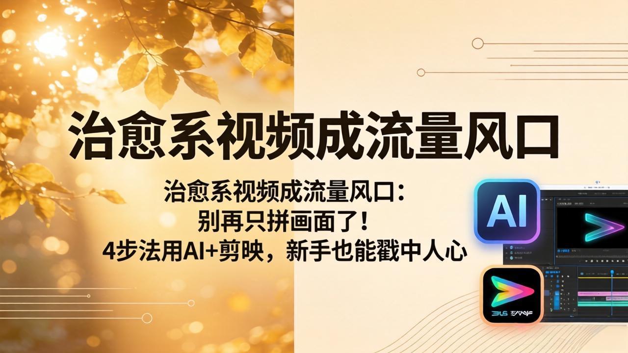 （18219期）治愈系视频成流量风口：别再只拼画面了！4步法用AI+剪映，新手也能戳中人心-翌晨科技网