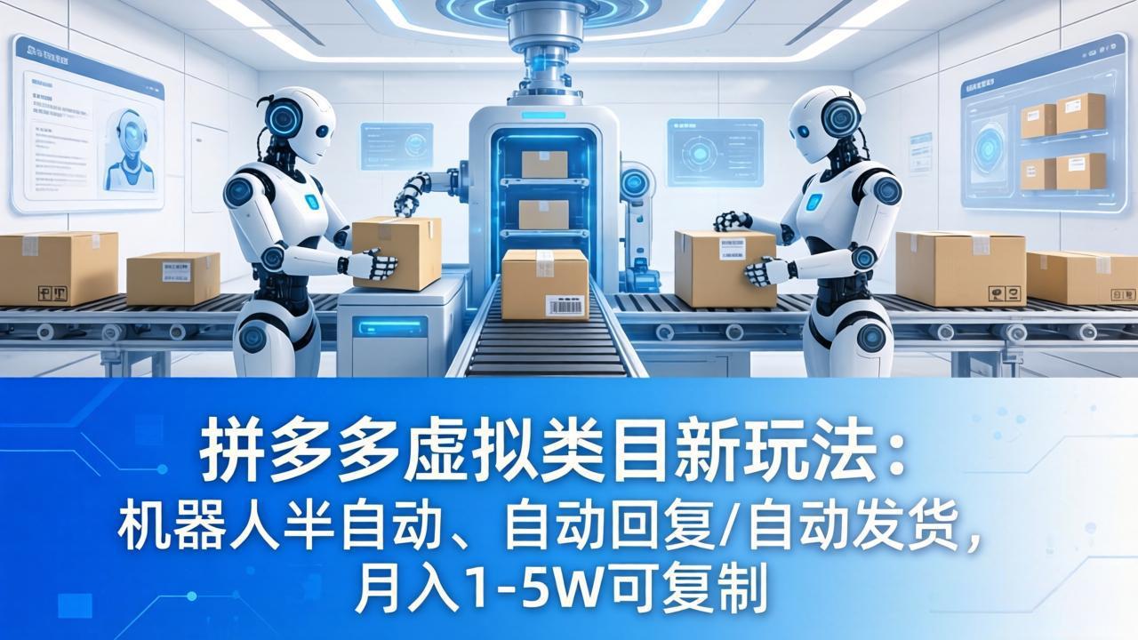 （18038期）拼多多虚拟类目新玩法：机器人半自动、自动回复 /自动发货，月入 1-5W 可复制-翌晨科技网